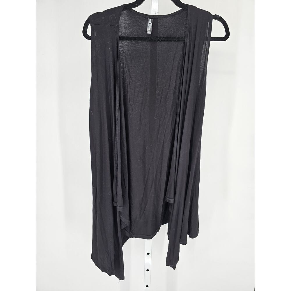 Lock & Love Womens Sz XL Open Front Sleeveless Cardigan Solid Black Vest